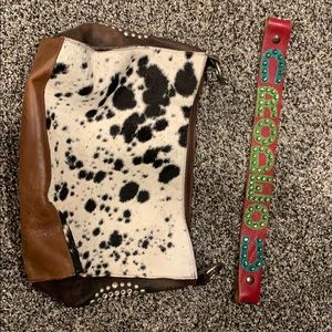 Black and white cowhide 2 bar west purse